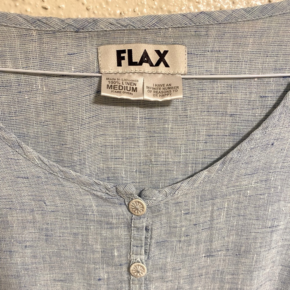 FLAX Linen Light Blue Dress w/ Darts Size Medium